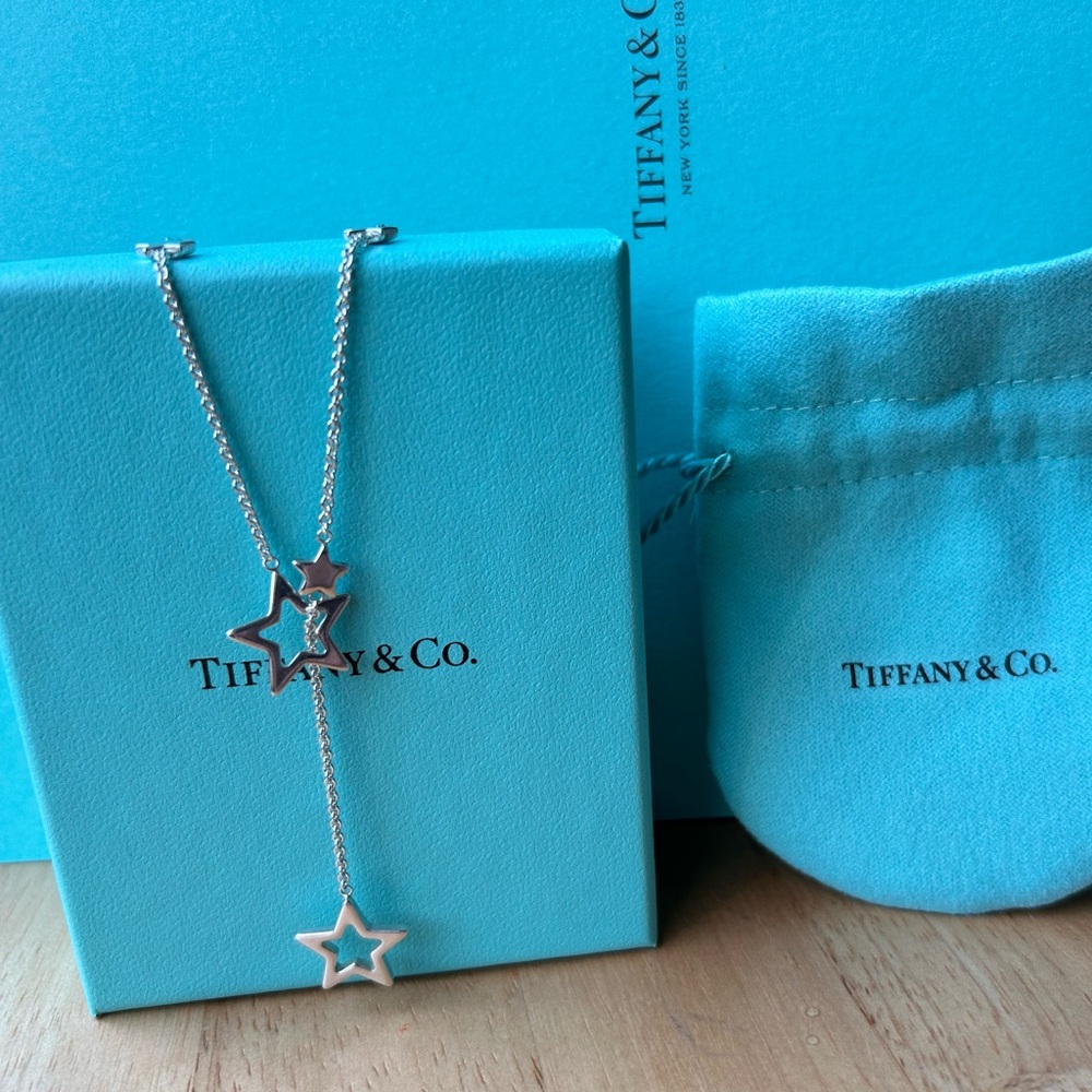 Tiffany & Co. Star Lariat Necklace Pendant in Sterling Silver 925